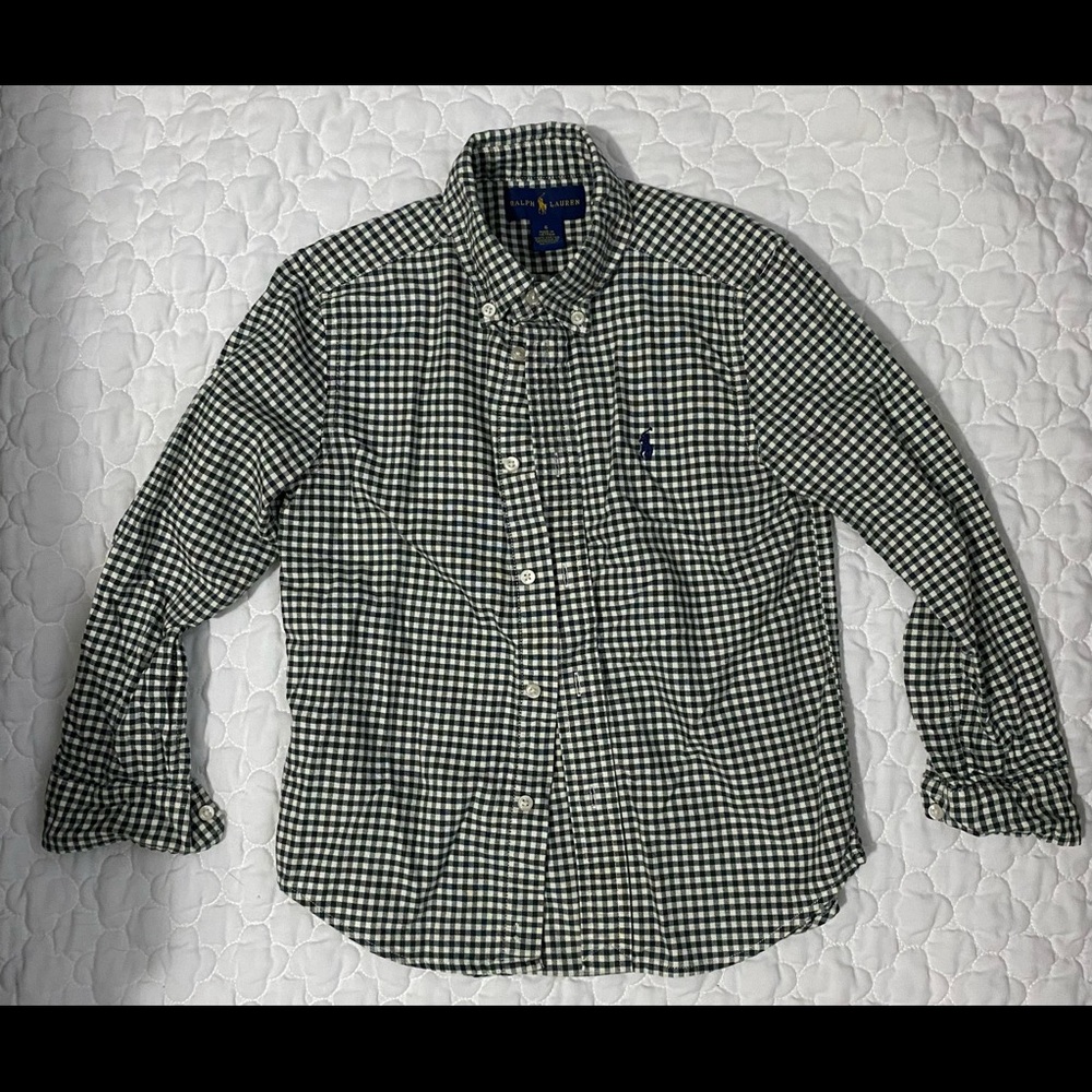 Boys Ralph Lauren Green Gingham Button Down